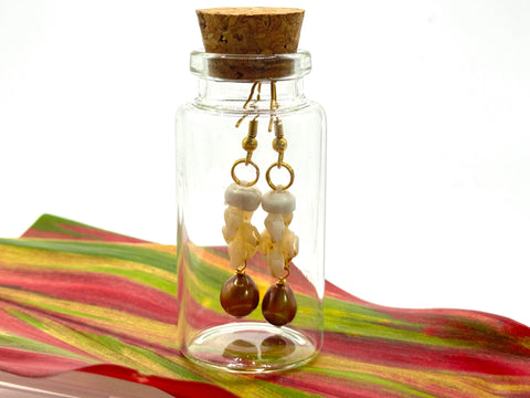 SALE! NIIHAU SHELL EARRINGS CHOCOLATE PEARL  IN THE BOTTLE