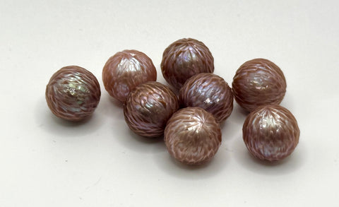 (11mm) CARVED PINK EDISON PEARLS • NOT DRILLED