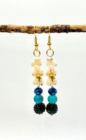 SALE $79 NIIHAU SHELL GREEN CRYSTAL EARRING